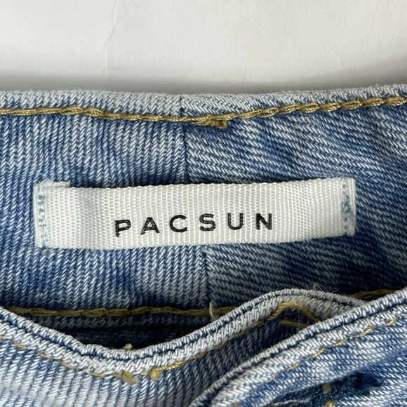 Pacsun Mom Jean Raw Hem Two Tone Denim Light Wash Women's 28 100% Cotton - Picture 6 of 8